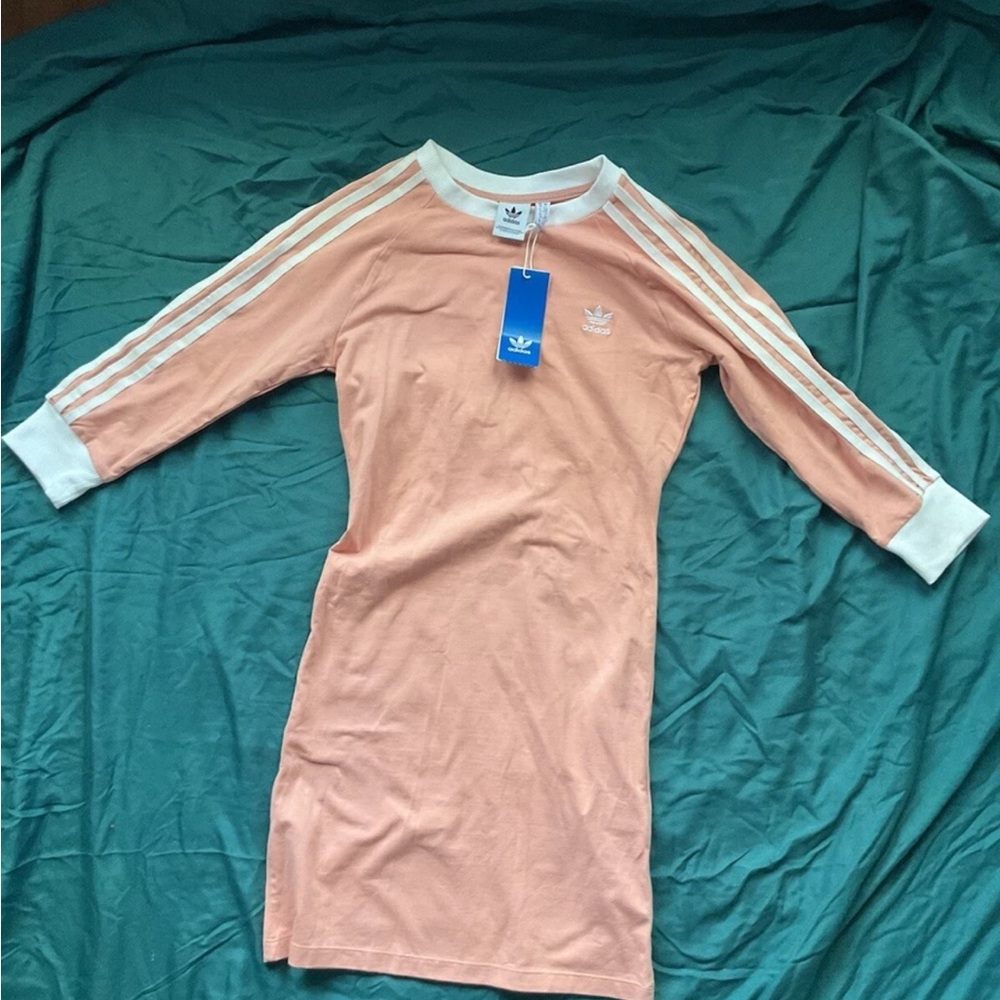 Adidas Pink Dress with White Stripes NWT
